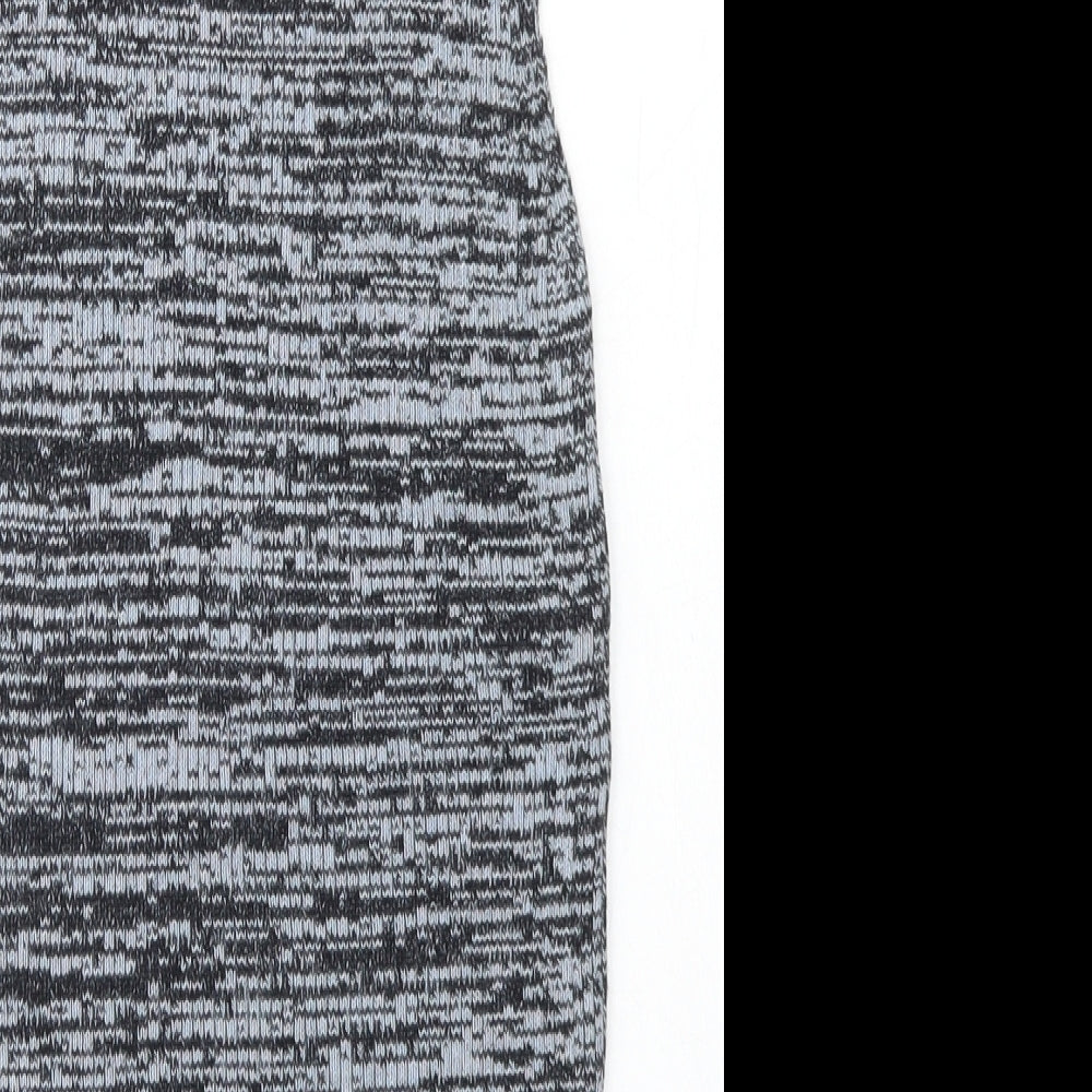 New Look Womens Blue Mock Neck Striped Acrylic Vest Jumper Size 10