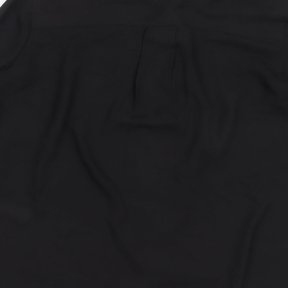 New Look Womens Black Polyester Basic Button-Up Size 8 Collared