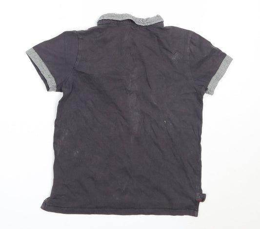 F&F Boys Grey Cotton Basic T-Shirt Size 7-8 Years Collared