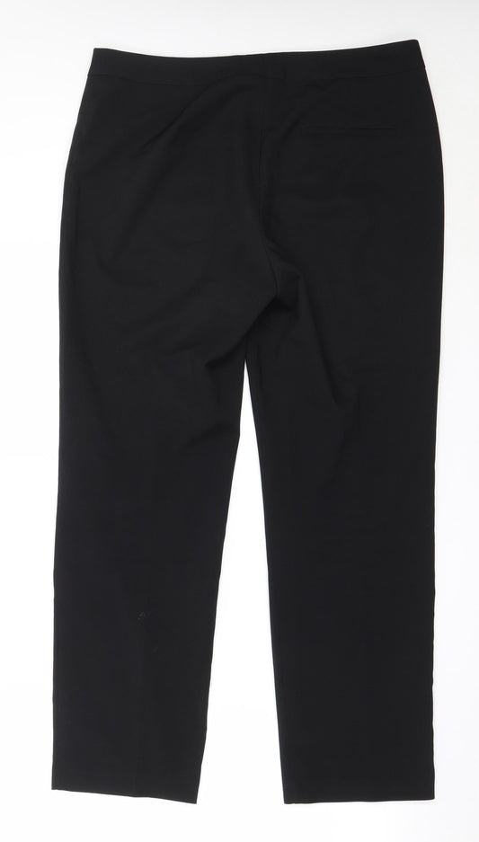 Papaya Womens Black Polyester Trousers Size 14 L28.5 in Regular