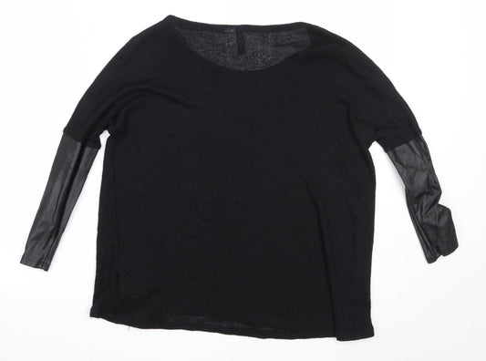 H&M Womens Black Round Neck Viscose Pullover Jumper Size S