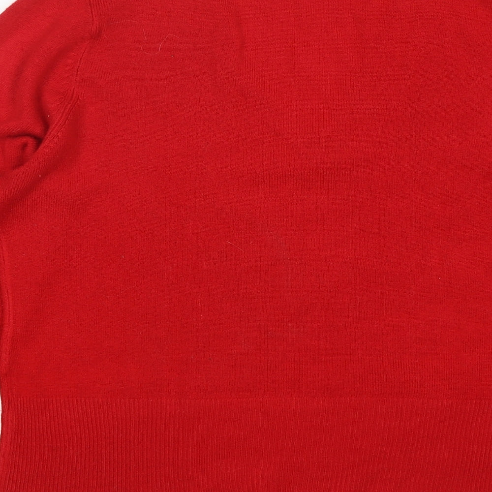Sarah Hamilton Womens Red V-Neck Acrylic Pullover Jumper Size M