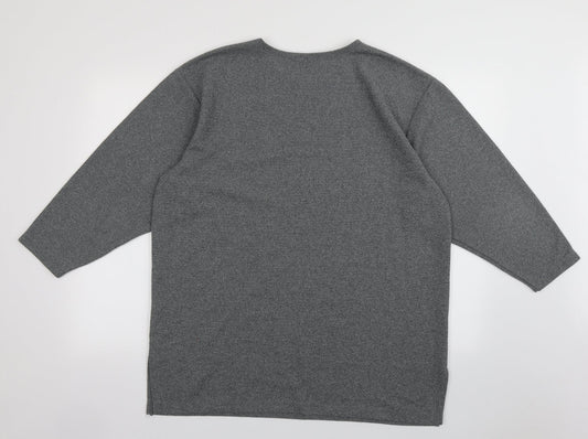 Leisure Womens Grey Cotton Pullover Sweatshirt Size 16 Pullover