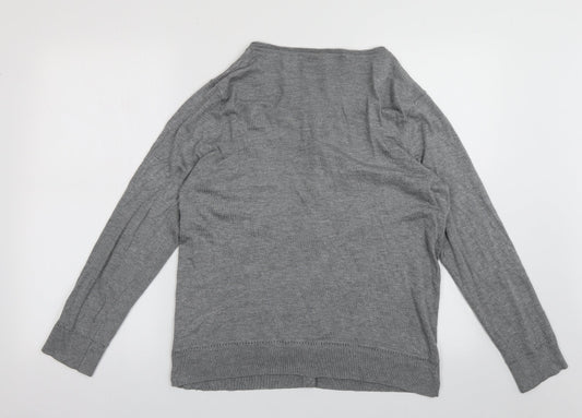 sainsburys Womens Grey Scoop Neck Viscose Cardigan Jumper Size 16