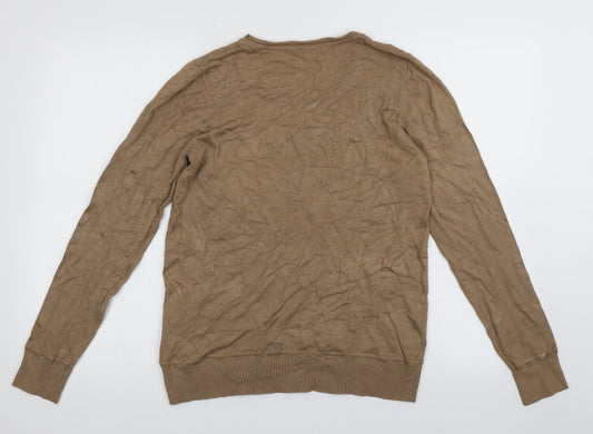 sainsburys Womens Brown Collared Viscose Pullover Jumper Size 14