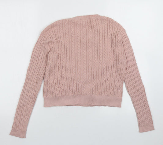 Pull&Bear Womens Pink Geometric Polyester Pullover Sweatshirt Size L Pullover