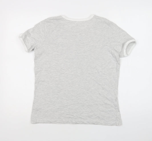 Primark Girls Grey Cotton Ringer T-Shirt Size 13-14 Years Crew Neck