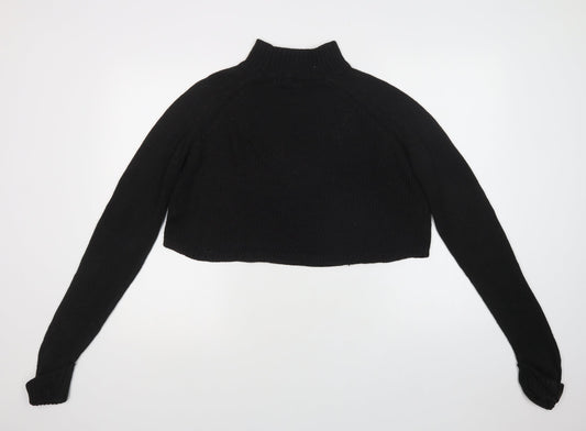 QED Womens Black Mock Neck Acrylic Pullover Jumper Size M