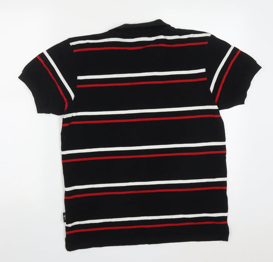 WRU Mens Multicoloured Striped Cotton Polo Size S Collared Pullover