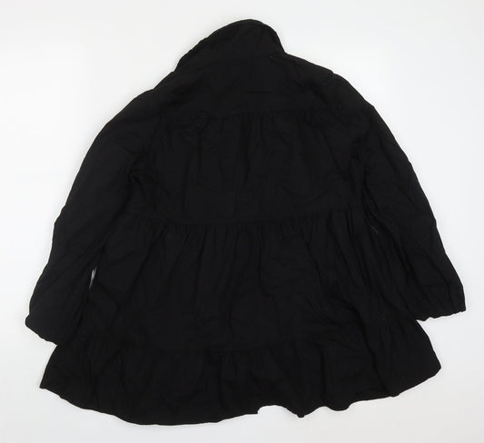 New Look Womens Black Cotton Basic Button-Up Size 10 Collared