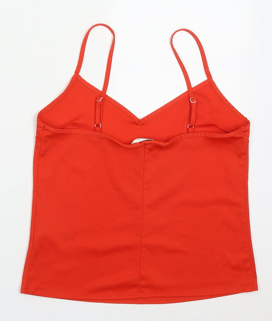 Miss Selfridge Womens Red Polyester Basic Tank Size 10 V-Neck