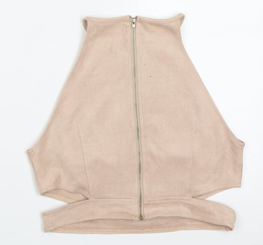 Missguided Womens Pink Polyester Basic Tank Size 12 Round Neck