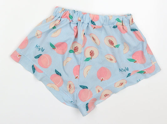 SheIn Womens Multicoloured Striped Polyester Mom Shorts Size M Regular - Peach Pyjama Shorts