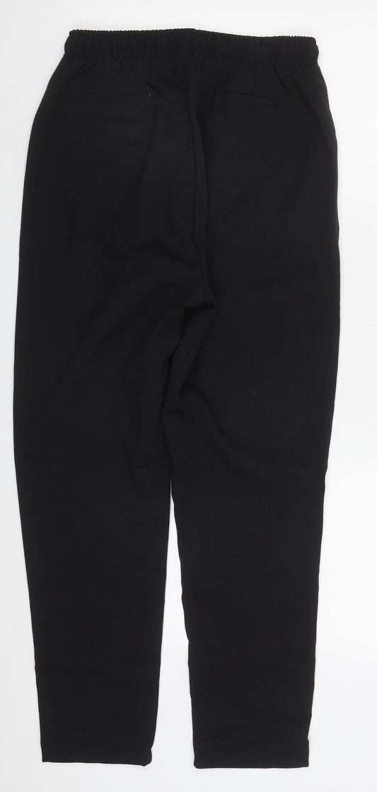 PRETTYLITTLETHING Womens Black Polyester Trousers Size 10 L26 in Regular Drawstring