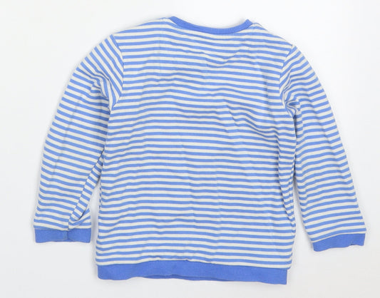 Marks and Spencer Boys Blue Striped Cotton Pullover Sweatshirt Size 2-3 Years Pullover - Save the Planet