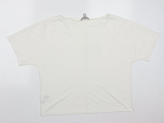 H&M Womens White Polyester Basic T-Shirt Size M Round Neck
