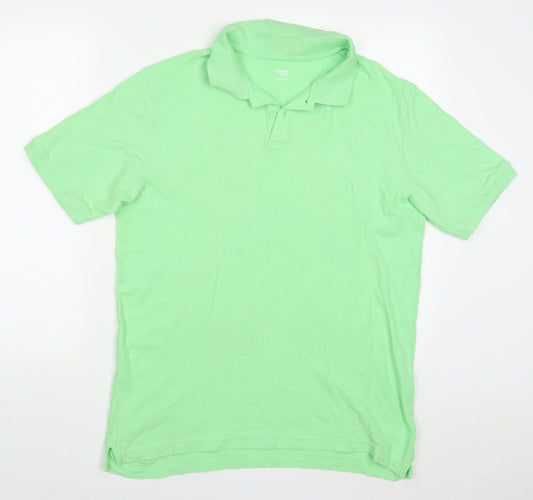 Dunnes Mens Green Cotton Polo Size L Collared Pullover