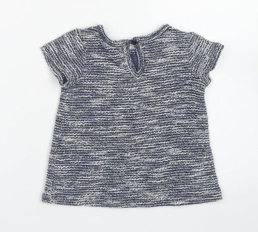 Primark Girls Blue Cotton A-Line Size 6-9 Months Crew Neck Button