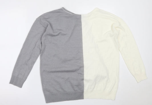 Preworn Womens Ivory Round Neck Acrylic Pullover Jumper Size 12