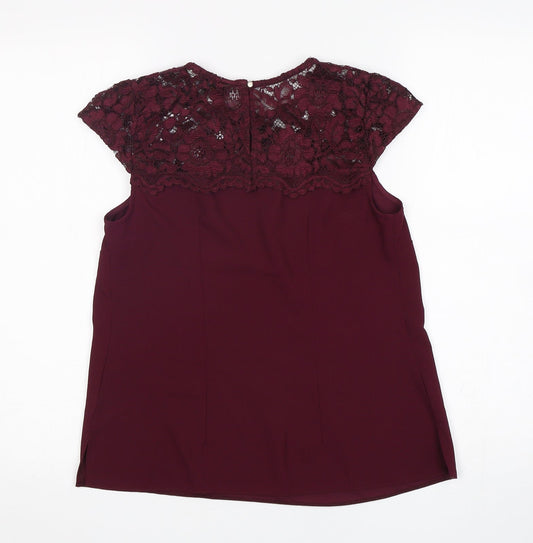 Dorothy Perkins Womens Purple Polyester Basic Blouse Size 8 Round Neck