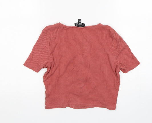 Topshop Girls Pink Cotton Cropped T-Shirt Size 10 Years Scoop Neck