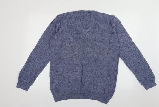 Cedar Wood State Mens Blue Crew Neck Cotton Pullover Jumper Size L
