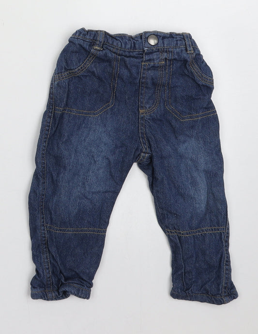 George Boys Blue Cotton Capri Jeans Size 9-12 Months Buckle