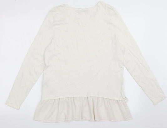 Marks and Spencer Womens White Crew Neck Viscose Pullover Jumper Size 14