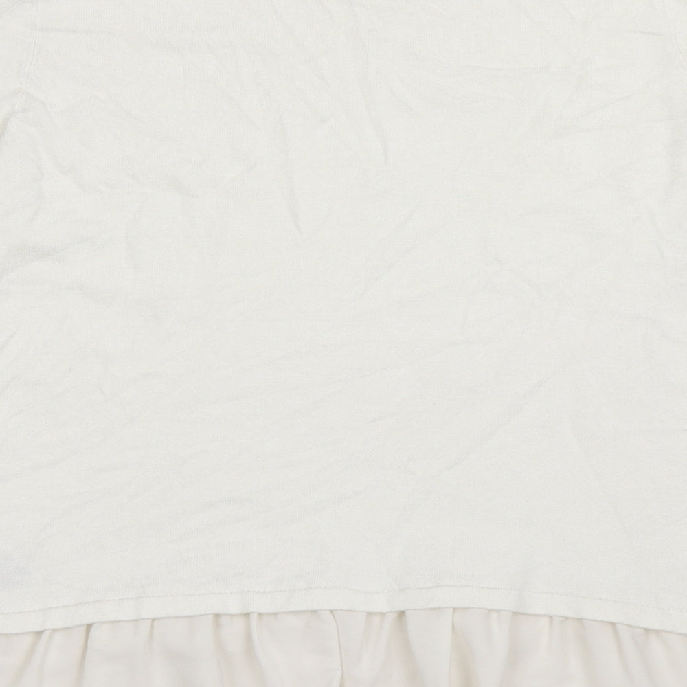 Marks and Spencer Womens White Crew Neck Viscose Pullover Jumper Size 14