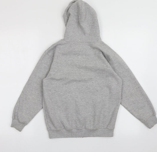 zone one Boys Grey Cotton Full Zip Hoodie Size 9-10 Years Zip