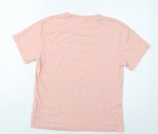 H&M Womens Pink Cotton Camisole T-Shirt Size S Crew Neck