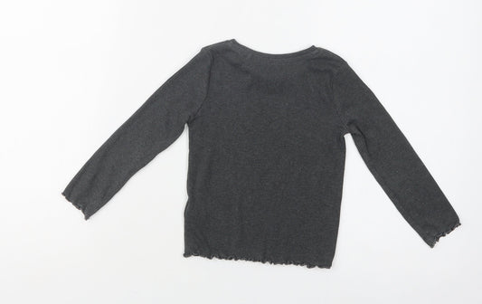 NEXT Girls Grey Cotton Basic Blouse Size 2 Years Crew Neck