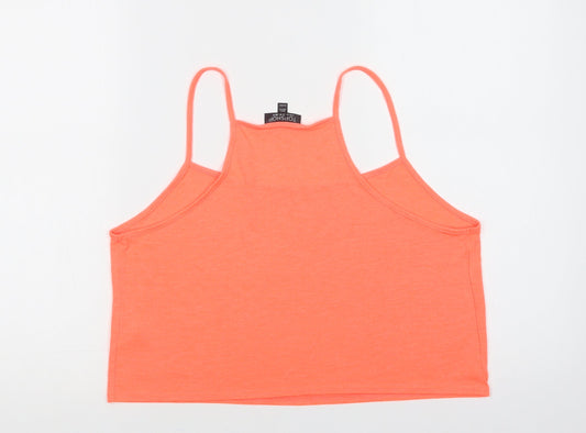 Topshop Womens Orange Polyester Cropped Tank Size 14 Round Neck