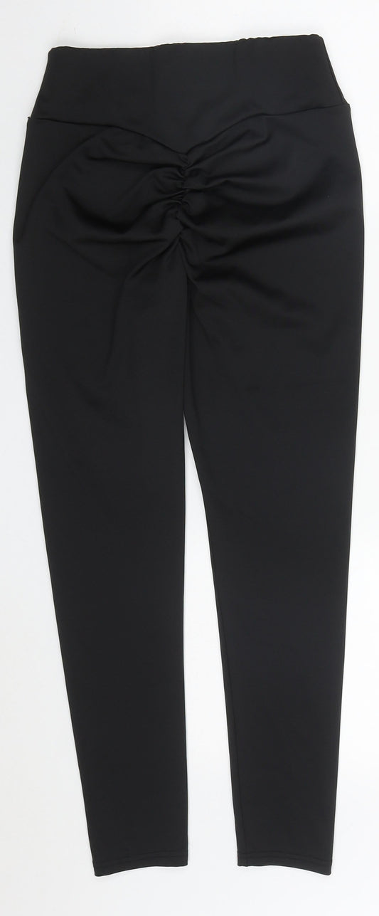 Preworn Womens Black Polyester Carrot Trousers Size M L25 in Regular
