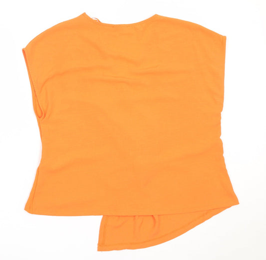 Gallery Womens Orange Polyester Basic Blouse Size M V-Neck