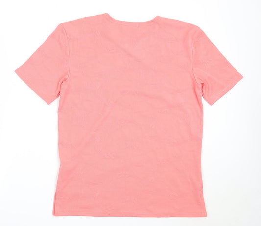 Bonita Womens Pink Polyester Basic T-Shirt Size M V-Neck