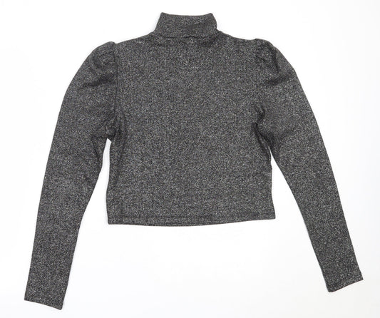 H&M Womens Black High Neck Polyester Pullover Jumper Size L