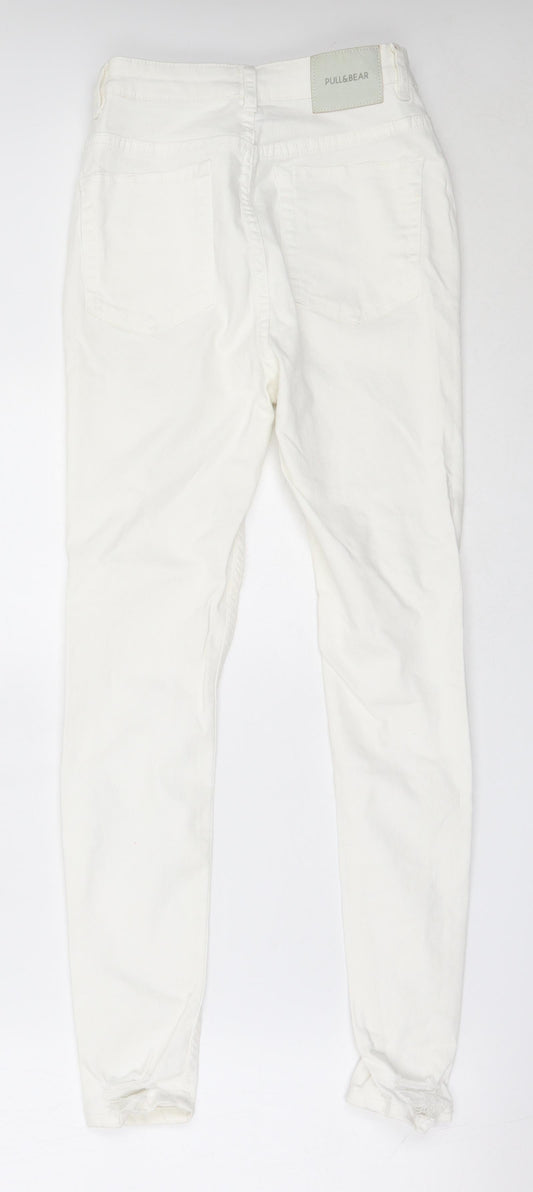 Pull&Bear Womens Ivory  Cotton Skinny Jeans Size 36 L27 in Regular