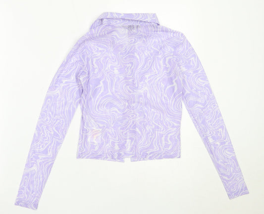 Brave Soul Womens Purple Polyester Basic Button-Up Size XS Collared