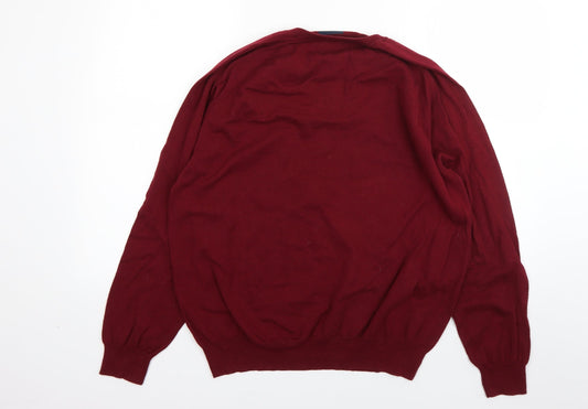 Hammond Mens Red V-Neck Cotton Pullover Jumper Size L