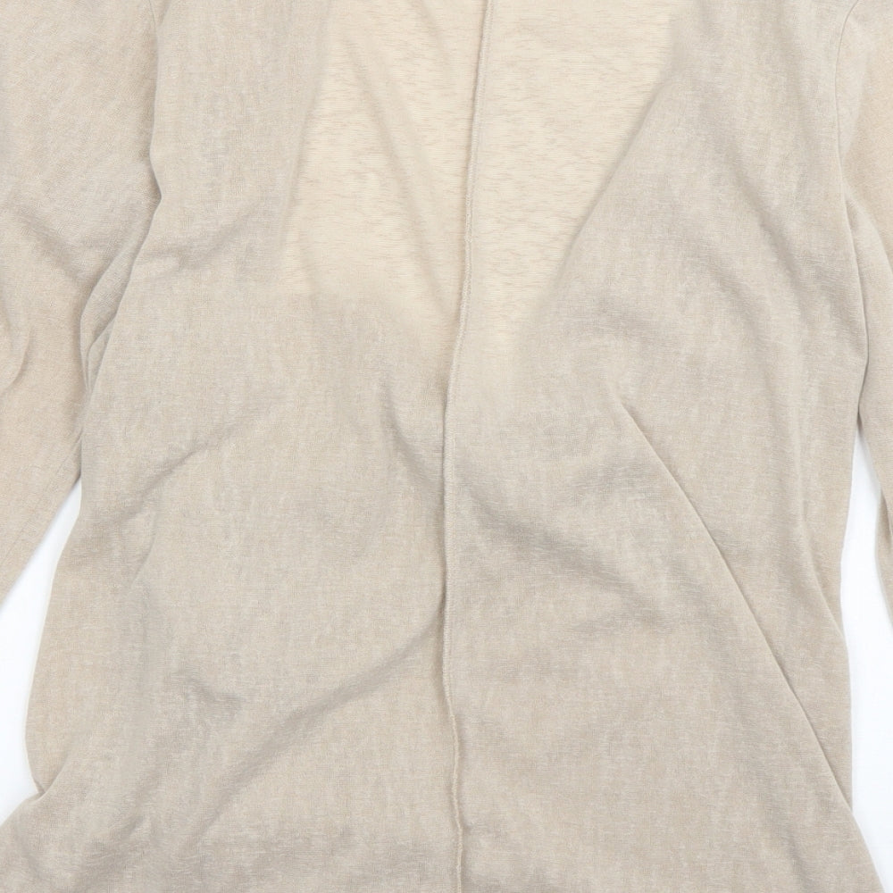 M&S Womens Beige V-Neck Polyester Cardigan Jumper Size 14