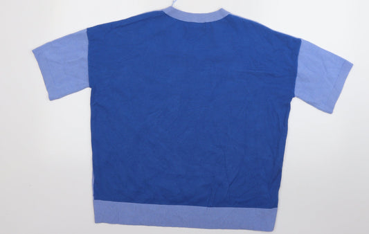 M&S Womens Blue V-Neck Viscose Pullover Jumper Size 12