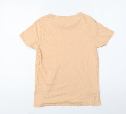 New Look Womens Beige Cotton Basic Polo Size 10 Crew Neck