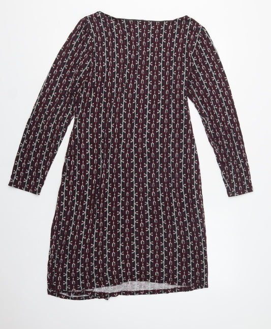 Per Una Womens Purple Geometric Viscose A-Line Size 14 Boat Neck