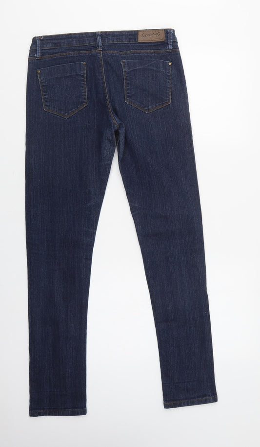 Cosmic Jeans Womens Blue Cotton Skinny Jeans Size 12 L29 in Regular Button
