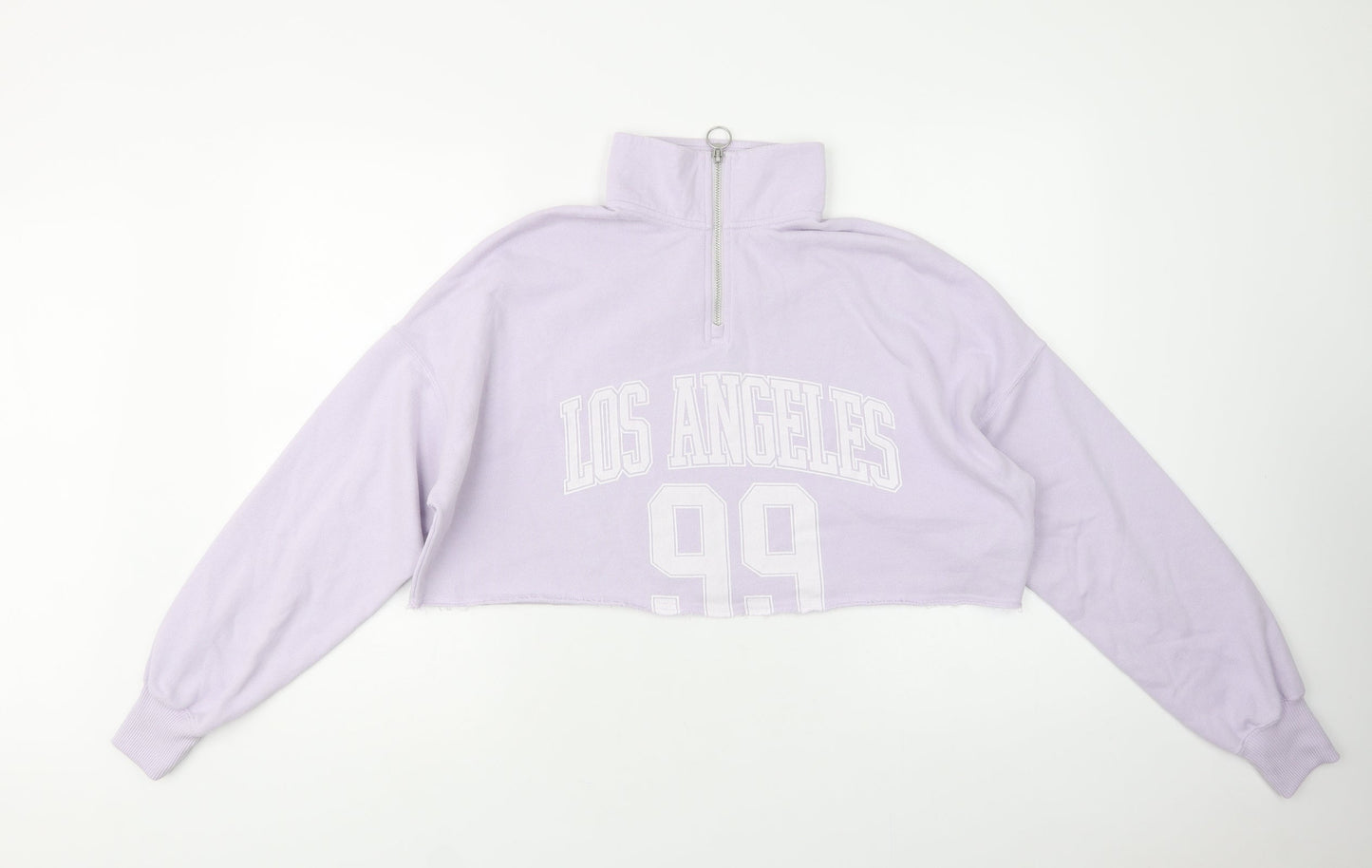 Hollister Womens Purple Cotton Henley Sweatshirt Size XS Zip - Cropped
