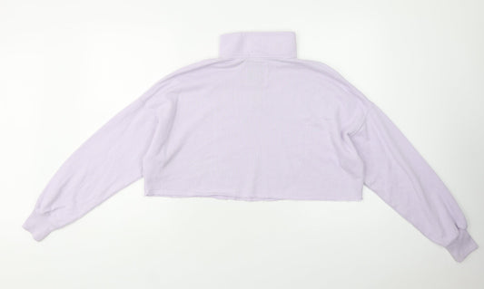 Hollister Womens Purple Cotton Henley Sweatshirt Size XS Zip - Cropped