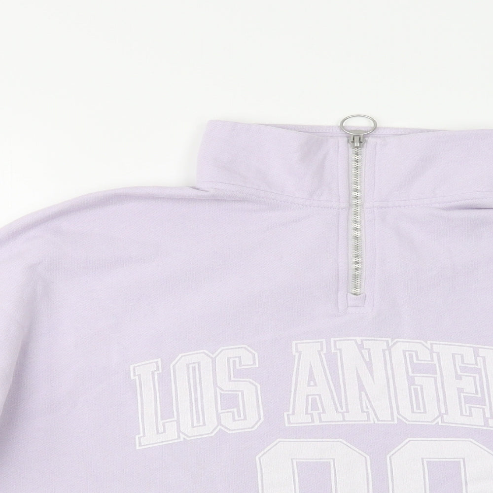 Hollister Womens Purple Cotton Henley Sweatshirt Size XS Zip - Cropped