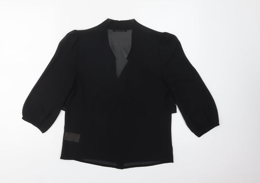 Beloved Womens Black Polyester Basic Button-Up Size XS V-Neck