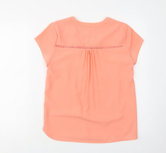Rant & Rave Womens Orange Polyester Basic Blouse Size S V-Neck
